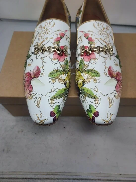 Christian Louboutin MENS White Dandyswing Floral Loafer - Picture 8 of 11